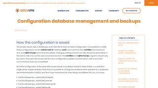 Configuration database management and backups | OpenVPN