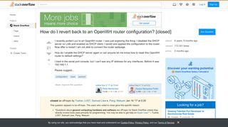 How do I revert back to an OpenWrt router configuration? - Stack ...