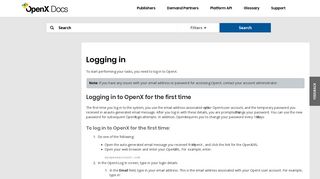Logging in - OpenX Docs!