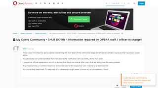 My Opera Community - SHUT DOWN - Information required by OPERA ...