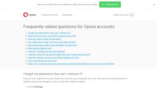 Opera accounts - Frequently-asked questions | Opera