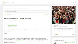 Error LOG IN using OPERA Browser - Upwork Community