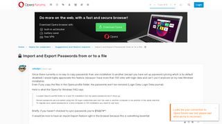 Import and Export Passwords from or to a file | Opera forums