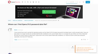 Where can I find Opera 51.0 password data file? | Opera forums