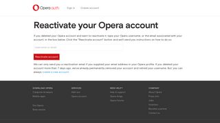 Reactivate your Opera account