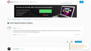 I can't log into Gmail on Opera. | Opera forums