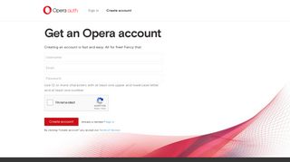 Create account - Opera account