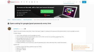 Opera asking for google/gmail passwords every time | Opera forums