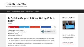 Is Opinion Outpost A Scam Or Legit? Is It Safe? | Stealth Secrets