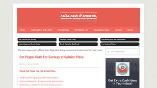 Get Paypal Cash For Surveys at Opinion Place - Extra Cash & Rewards