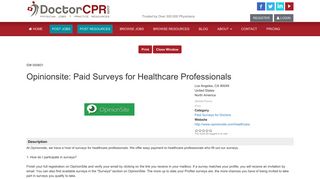 Opinionsite: Paid Surveys for Healthcare Professionals