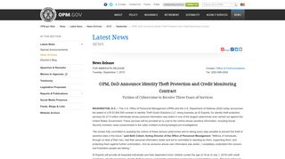 OPM, DoD Announce Identity Theft Protection and Credit Monitoring ...