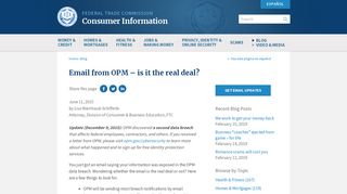 Email from OPM – is it the real deal? | Consumer Information