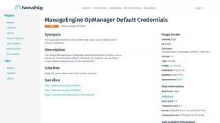 ManageEngine OpManager Default Credentials | Tenable™
