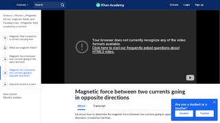 Magnetic force between two currents going in opposite directions ...