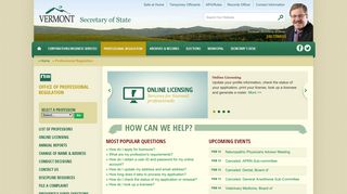 Professional Regulation | Home | Vermont Secretary of State
