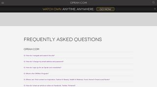 Help/FAQ - Oprah.com