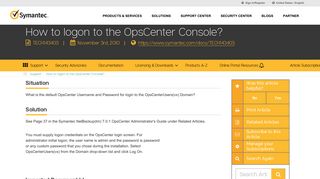 How to logon to the OpsCenter Console? - Symantec Support