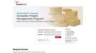 Request Login - OptiFreight® Logistics - Cardinal Health