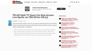 TELUS Optik TV Users Can Now Access Live Sports via TSN GO for iOS