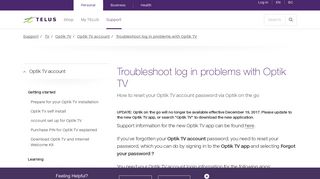 Troubleshoot log in problems with Optik TV | Support | TELUS.com