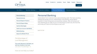Personal Banking - Optima Bank & Trust