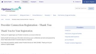 Provider Connection Registration | Providers | Optima Health