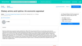 Dietary amino acid optima: An economic appraisal - ResearchGate