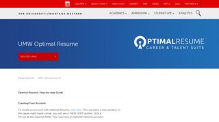 UMW » UMW Optimal Resume - The University of Montana Western