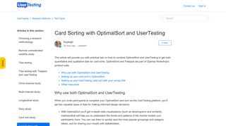 Card Sorting with OptimalSort and UserTesting – UserTesting
