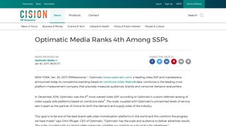 Optimatic Media Ranks 4th Among SSPs - PR Newswire