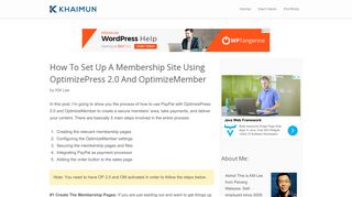 How To Set Up A OptimizePress 2.0 Membership Site With ...