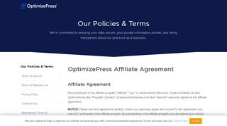 OptimizePress Affiliate Agreement