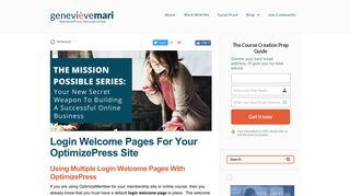 Login Welcome Pages For Your OptimizePress Site - Genevieve Mari