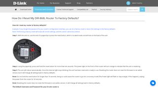 How do I reset my DIR-868L router to factory ... - D-Link - Singapore