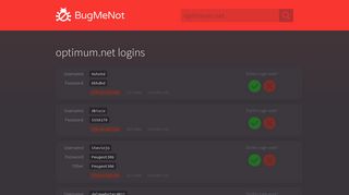 optimum.net passwords - BugMeNot