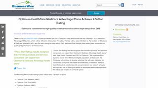 Optimum HealthCare Medicare Advantage Plans Achieve 4.5-Star ...