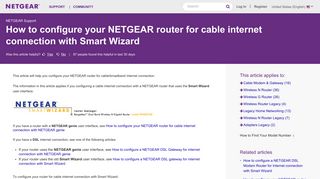 How to configure your NETGEAR router for cable ... - Netgear KB