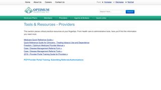 Tools & Resources - Providers | Optimum HealthCare Inc.