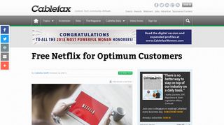 Free Netflix for Optimum Customers - Cablefax