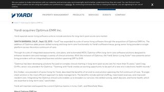 Yardi acquires Optimus EMR Inc. | Yardi Systems Inc.