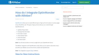 How do I integrate OptinMonster with AWeber? – AWeber Knowledge ...
