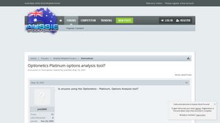 Optionetics Platinum options analysis tool? | Aussie Stock Forums
