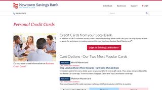 Personal Credit Card Options - Newtown Savings Bank