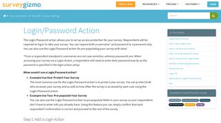 Login/Password Action | SurveyGizmo Help