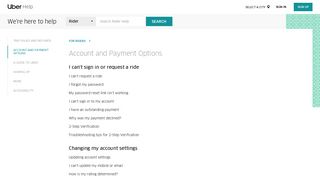 Account and Payment Options | Uber Rider Help