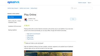 Play Online – OptiShot Help & Support