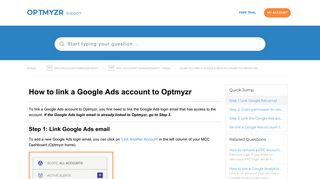 Optmyzr — How to link a Google Ads account to Optmyzr