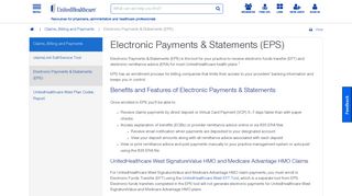 Electronic Payments & Statements (EPS) | UHCprovider.com