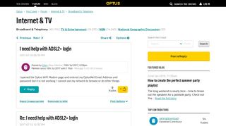 I need help with ADSL2+ login - Yes Crowd - Optus